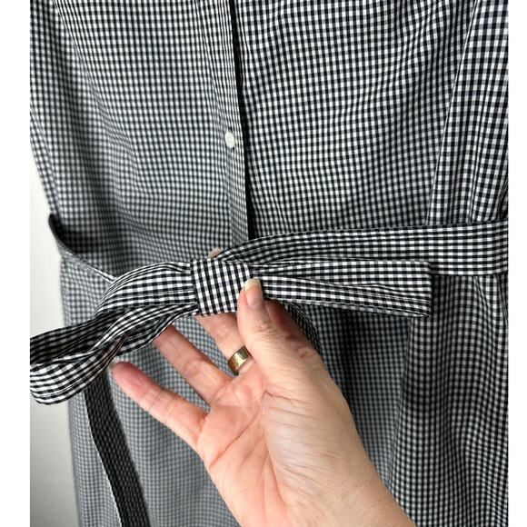 Frame Black & White Gingham Sleeveless Shoulder Pad Button Collared Shirtdress S - Picture 5 of 16
